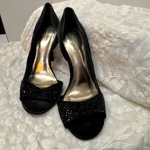 Coach‎ Black Sz 8 L Stiletto Lytton Suede/Sparkly Party Glam Heel